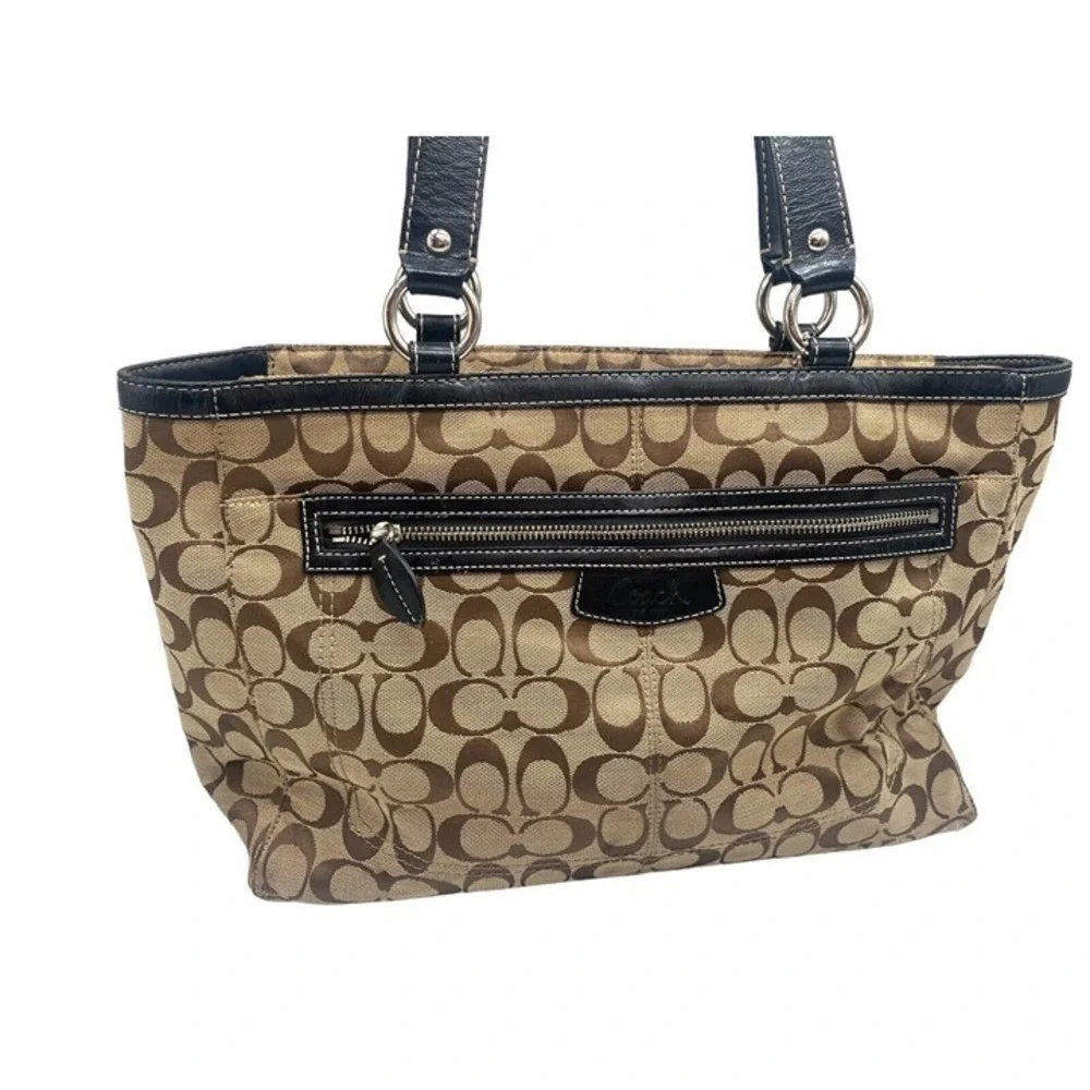 COACH PENELOPE Purse SIGNATURE CANVAS LEATHER Strap TRIM SHOULDER  BAG F14694